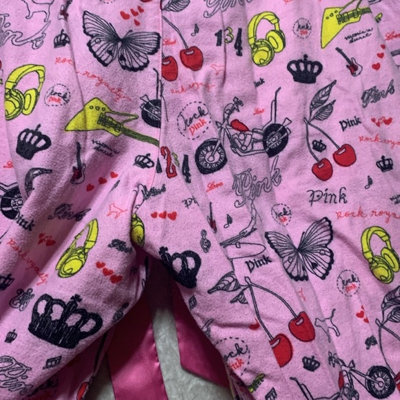 Y2K PINK Victorias Secret Flannel Rock & Roll Bikercore Theme PJ Pants sz M VTG - Picture 3 of 8